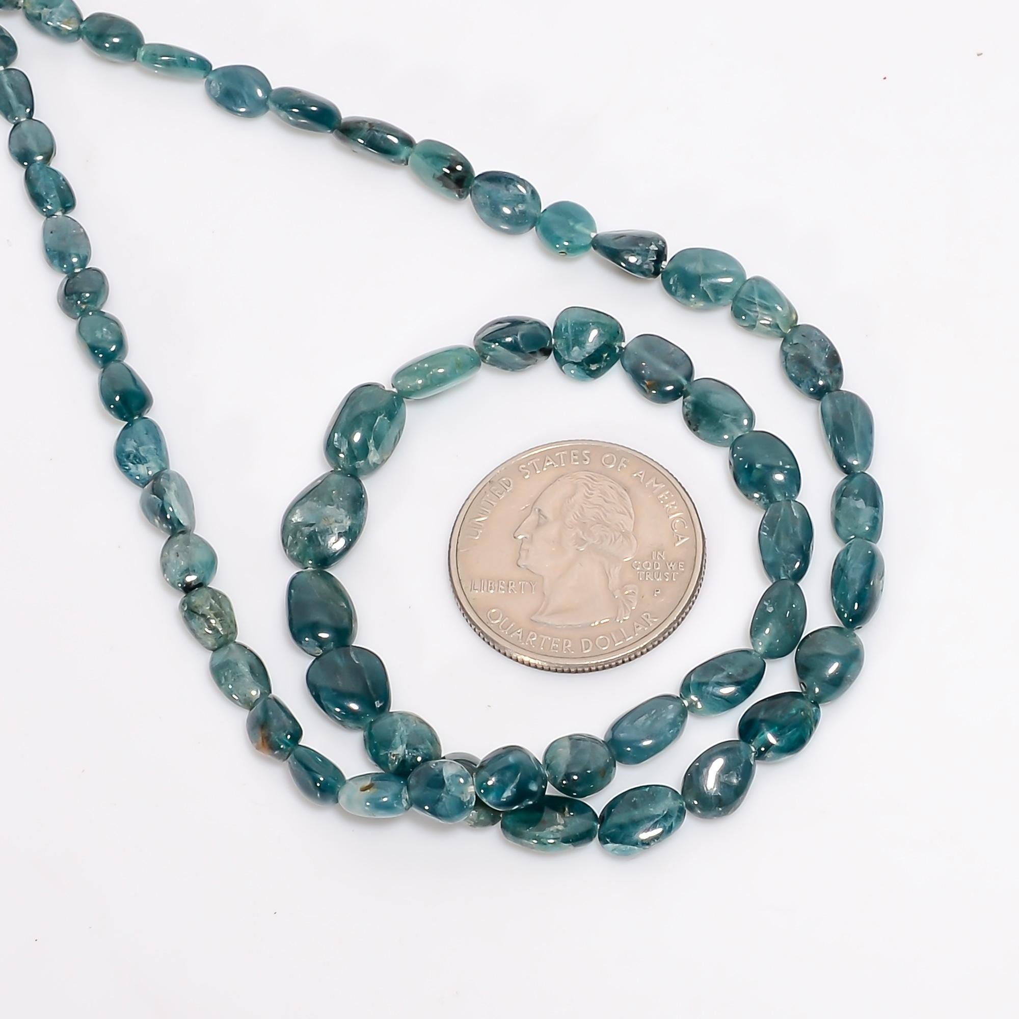 grandidierite natural gemstone tumbled shape smooth 6 lines strand 16 beads 5x4 12x10 mm 486 ct yn 533